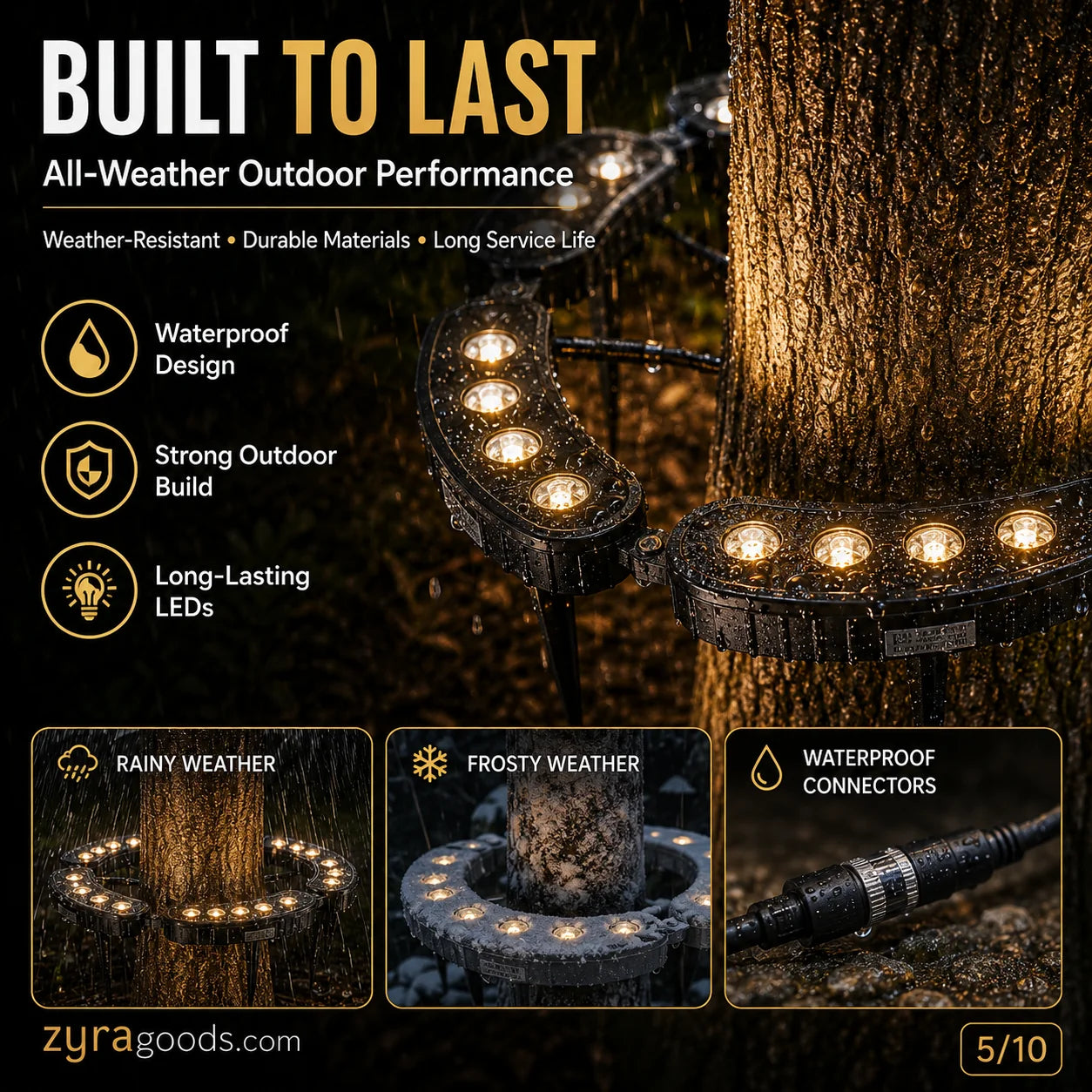 🌳💡 Illuminazione ad Anello per Alberi – Faretti da Esterno Impermeabili per Alberi, Colonne e Giardino
