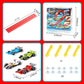 🏎️✨ Set pista da corsa flessibile per bambini – Dì Addio ai percorsi rigidi e monotoni! 🚫 Senza attrezzi, si attacca con ventose, arrotolabile per riporre, con macchinine in lega 🧸