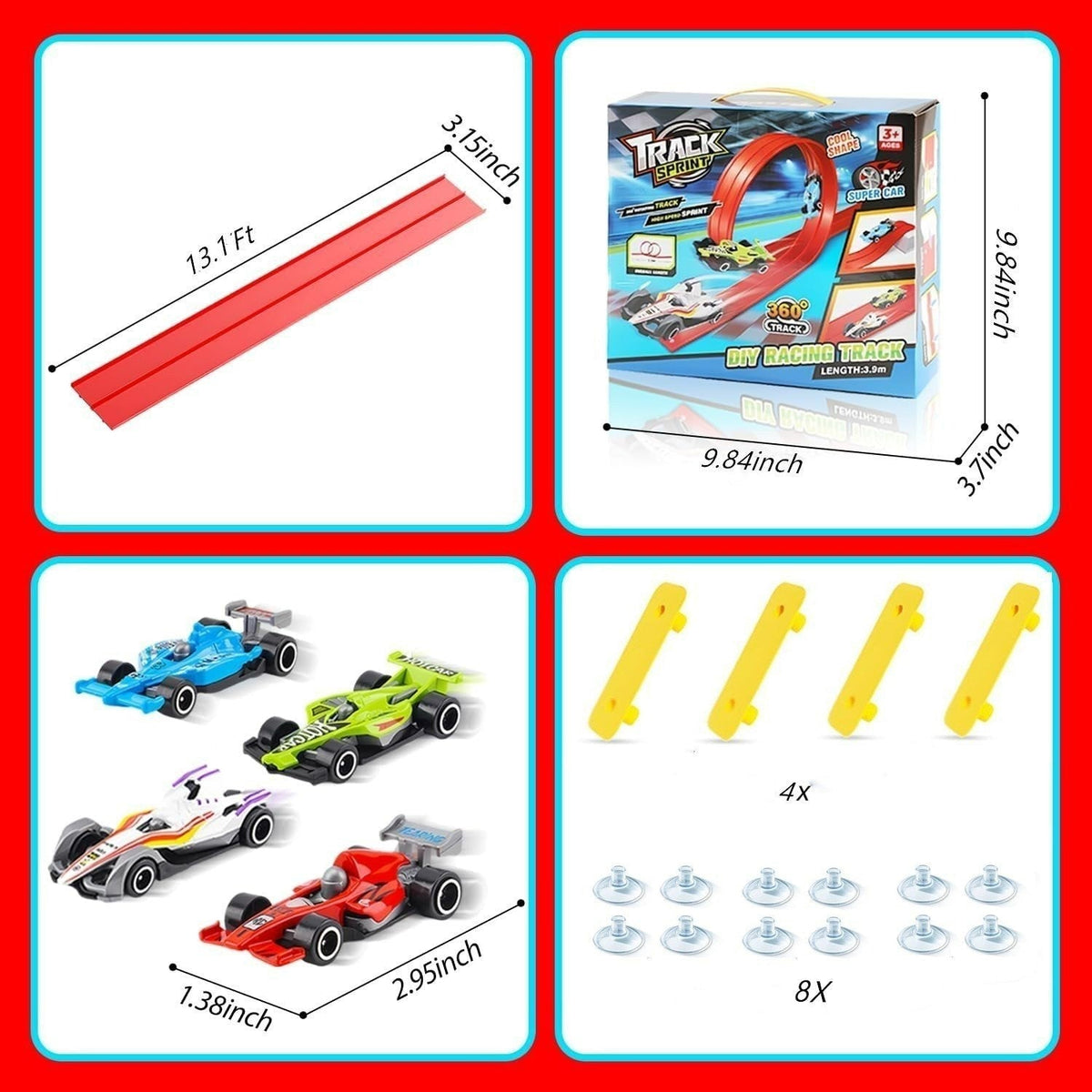🏎️✨ Set pista da corsa flessibile per bambini – Dì Addio ai percorsi rigidi e monotoni! 🚫 Senza attrezzi, si attacca con ventose, arrotolabile per riporre, con macchinine in lega 🧸