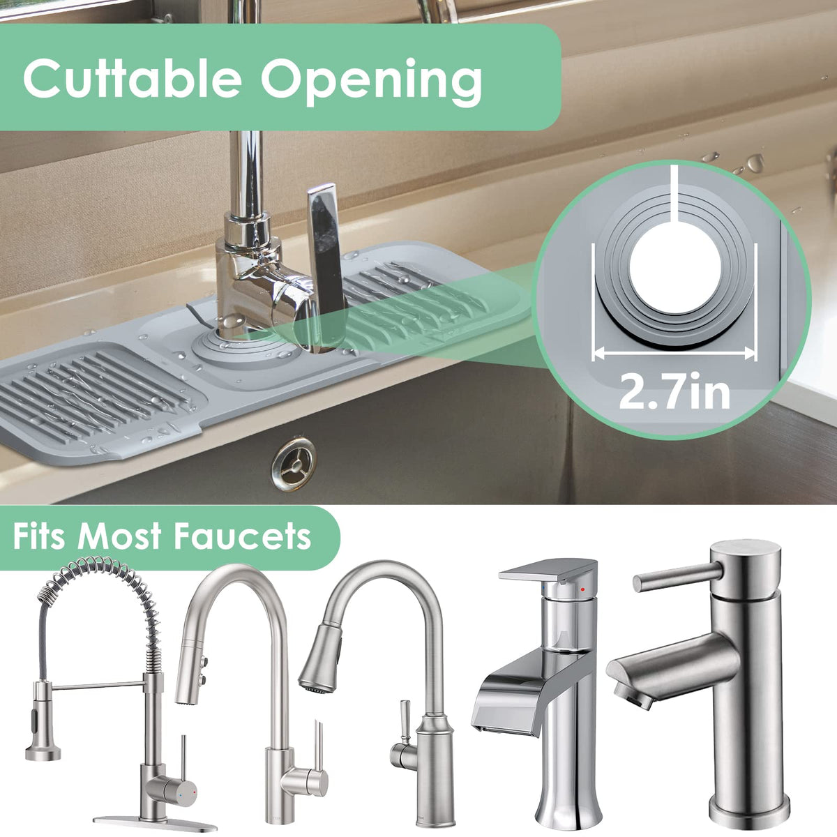 ✨Tappetino paraschizzi in silicone per rubinetto💧Ritagliabile e regolabile, drenaggio automatico, asciugatura rapida. Raccoglie le gocce d’acqua, protegge lavello cucina e bagno da macchie e calcare✅