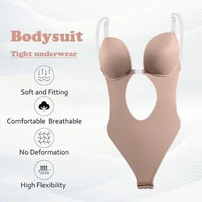 Body modellante senza cuciture con reggiseno integrato e schiena scoperta