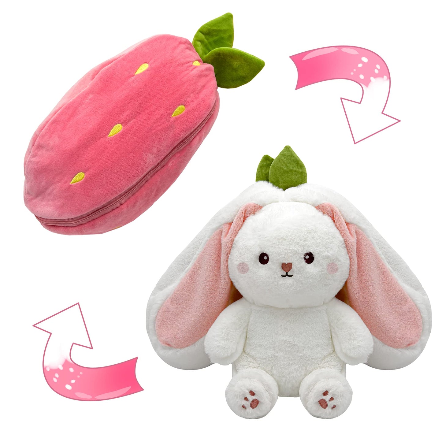🍓Coniglietto Fragola si Trasforma in Coniglietto🎀 Peluche Frutto Bambola🐰