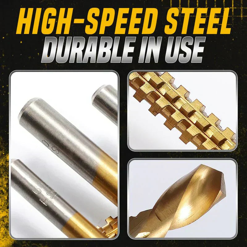 🔩 ACQUISTA 2 E RICEVI 1 GRATIS! ⚙️ Set di punte elicoidali per trapano – Acciaio ad alta velocità, rivestite in titanio e adatte a diversi materiali 🧰