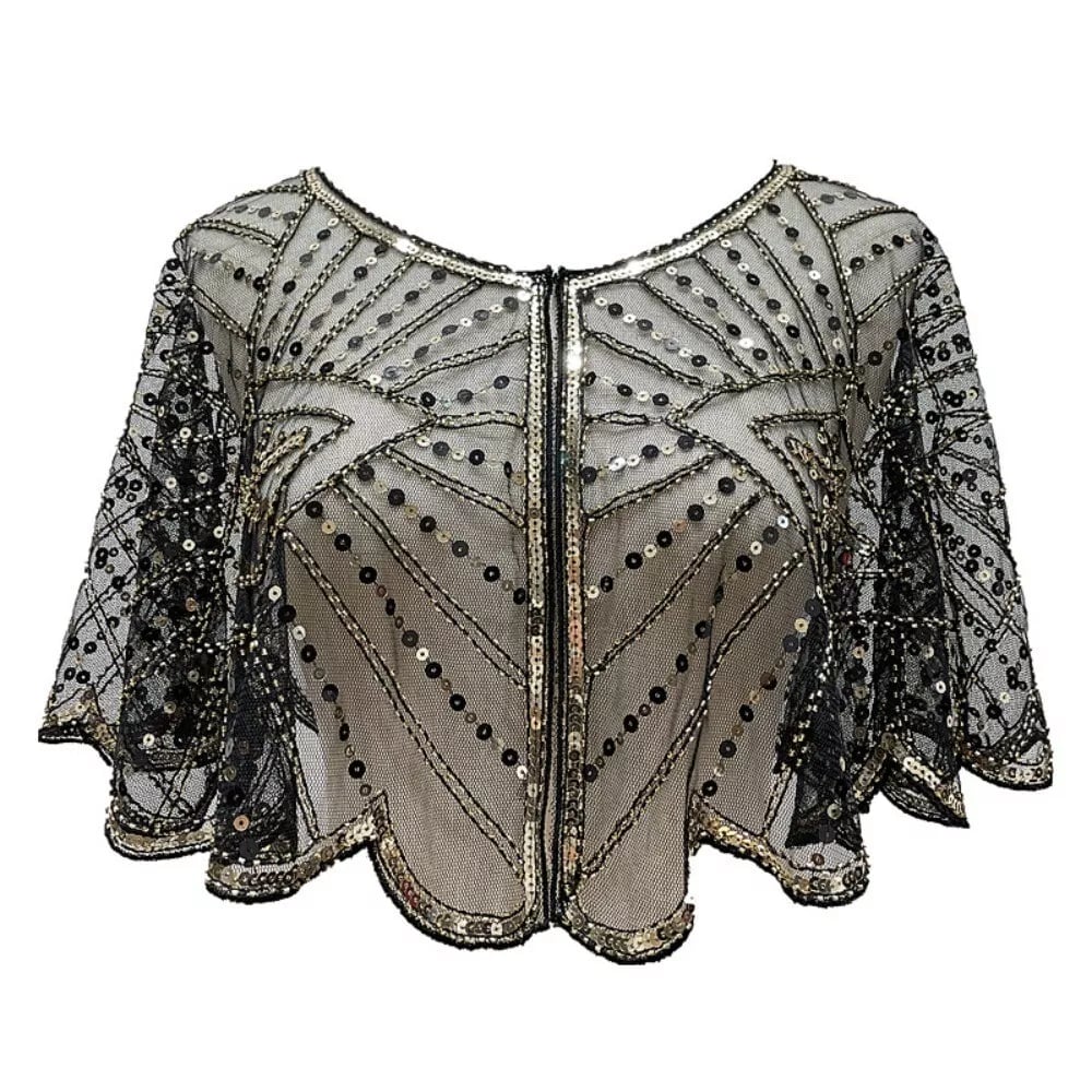 Stola di pizzo vintage con perline