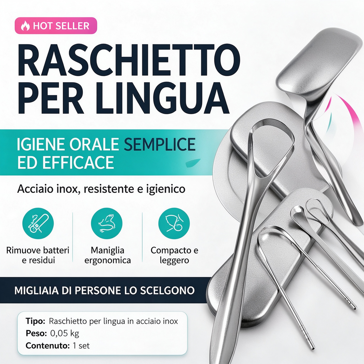 😮‍💨Alito cattivo? Raschietto per lingua in acciaio inox, igiene orale profonda in pochi secondi ✨