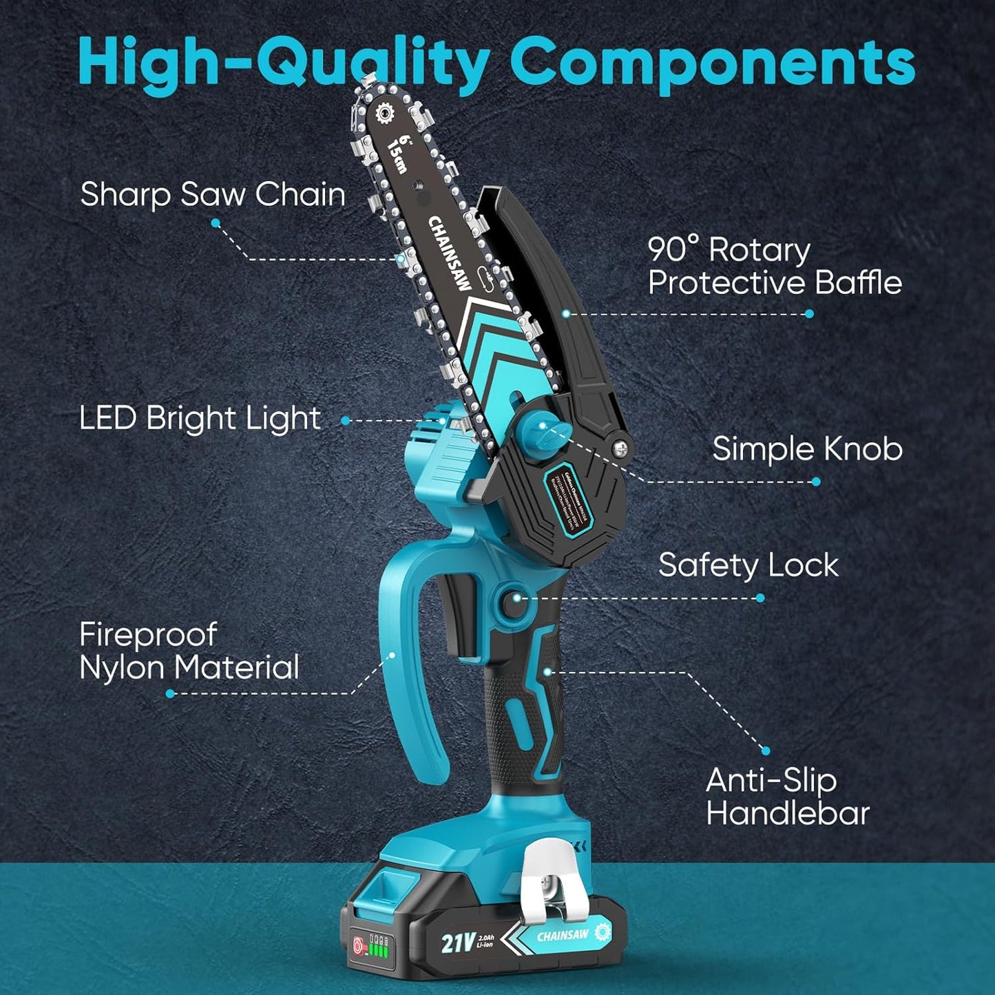 🪚 Mini Motosega a Batteria da 6 Pollici con Motore Brushless ✨⚡ - 2580W | 3500 giri/min | Lubrificazione Automatica | Barra in Acciaio al Tungsteno | 1 o 2 Batterie | 50% DI SCONTO