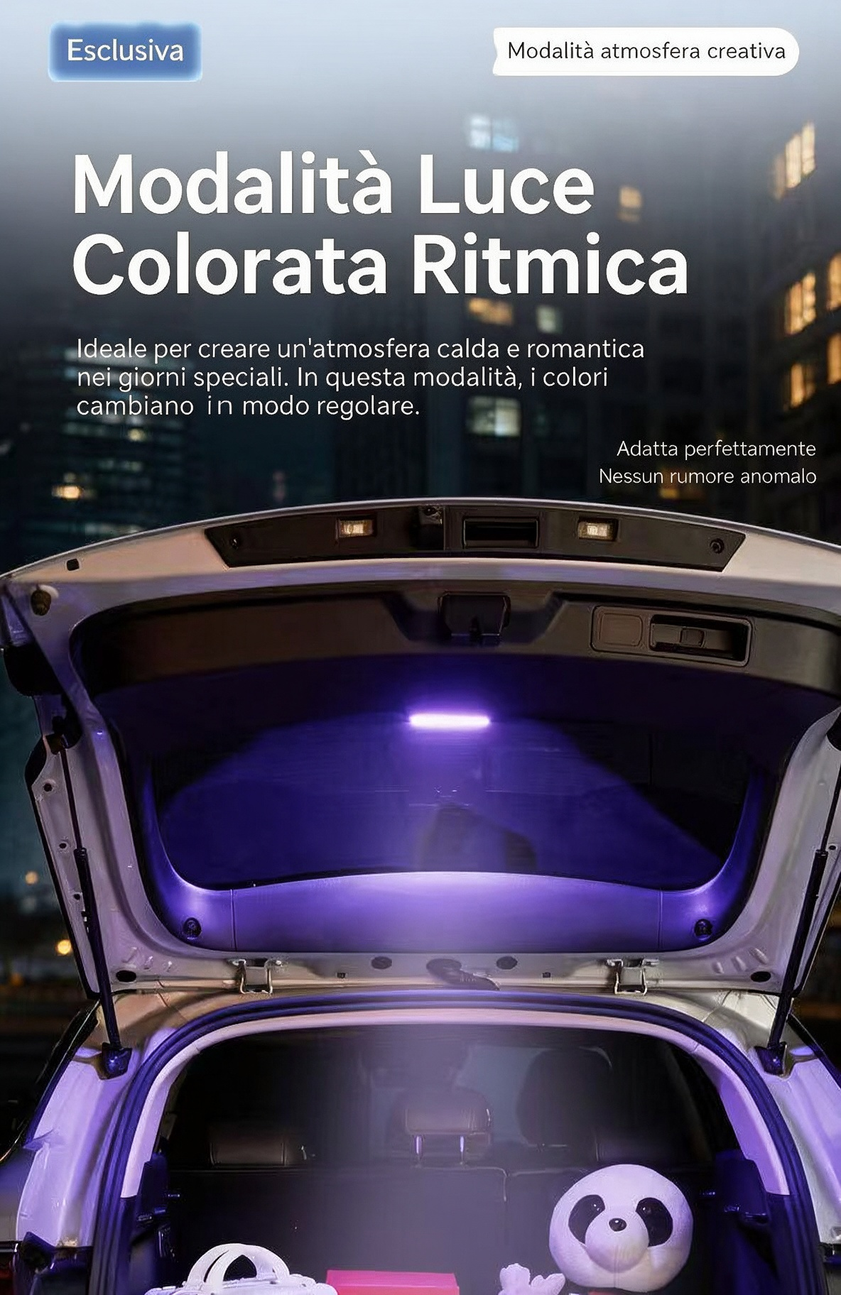🔆Luce LED per Bagagliaio Auto Solare – Sensore Automatico, Senza Fili, 6 Colori, per SUV e Veicoli