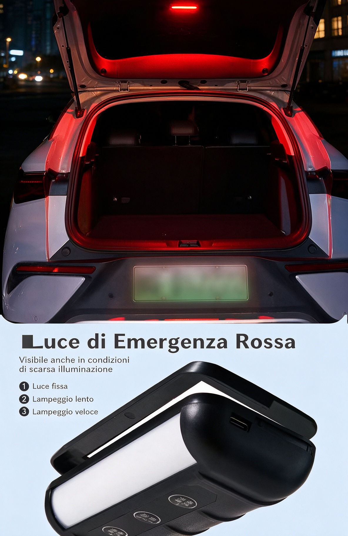 🔆Luce LED per Bagagliaio Auto Solare – Sensore Automatico, Senza Fili, 6 Colori, per SUV e Veicoli