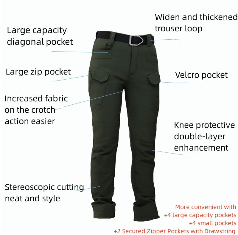 Pantaloni Tattici Invernali da Trekking Impermeabili in Soft Shell da Uomo