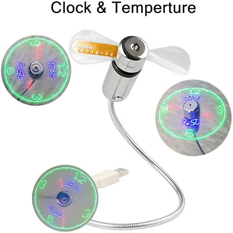 Ventilatore USB con Orologio LED Luminoso