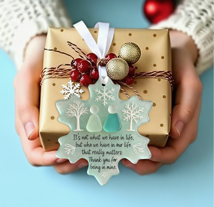 🌊Decorazione dell'amicizia in vetro di mare a forma di fiocco di neve❄Plasmata dalla natura e realizzata a mano!