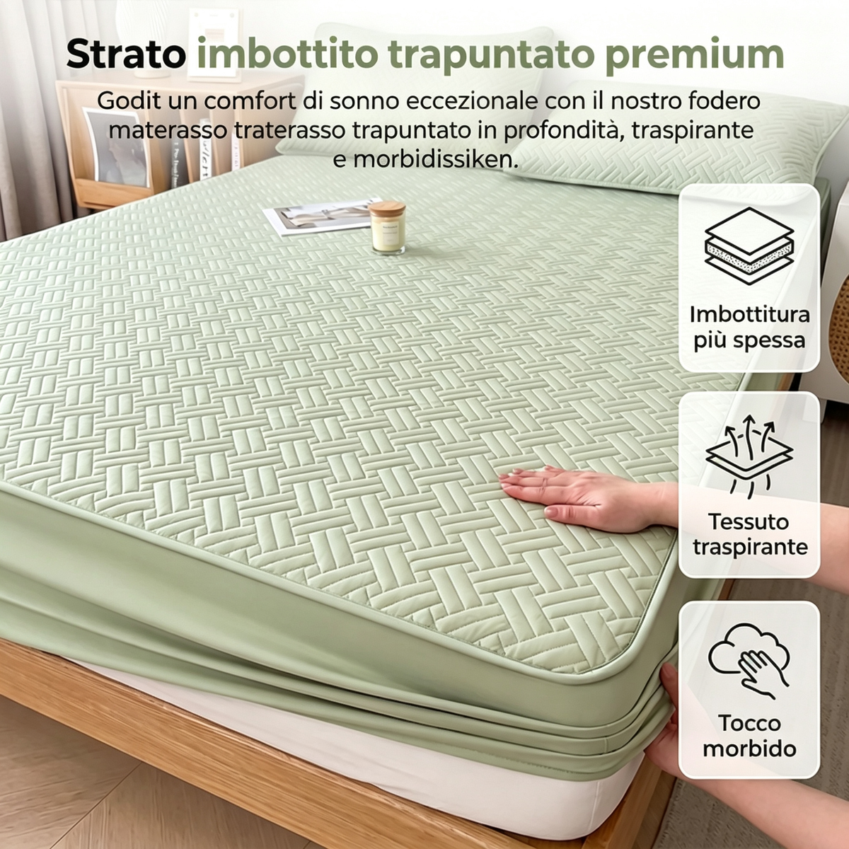 🥳2026 NUOVO ARRIVO🥳🔥OLTRE 50.000 VENDUTI! 🛏️Lenzuolo con angoli trapuntato con bordo elastico perimetrale, antiscivolo, morbido e confortevole. Protegge il materasso, adatto per uso domestico ✨
