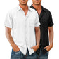 8-Pack Men's vintage cotton linen pocket short-sleeved shirt