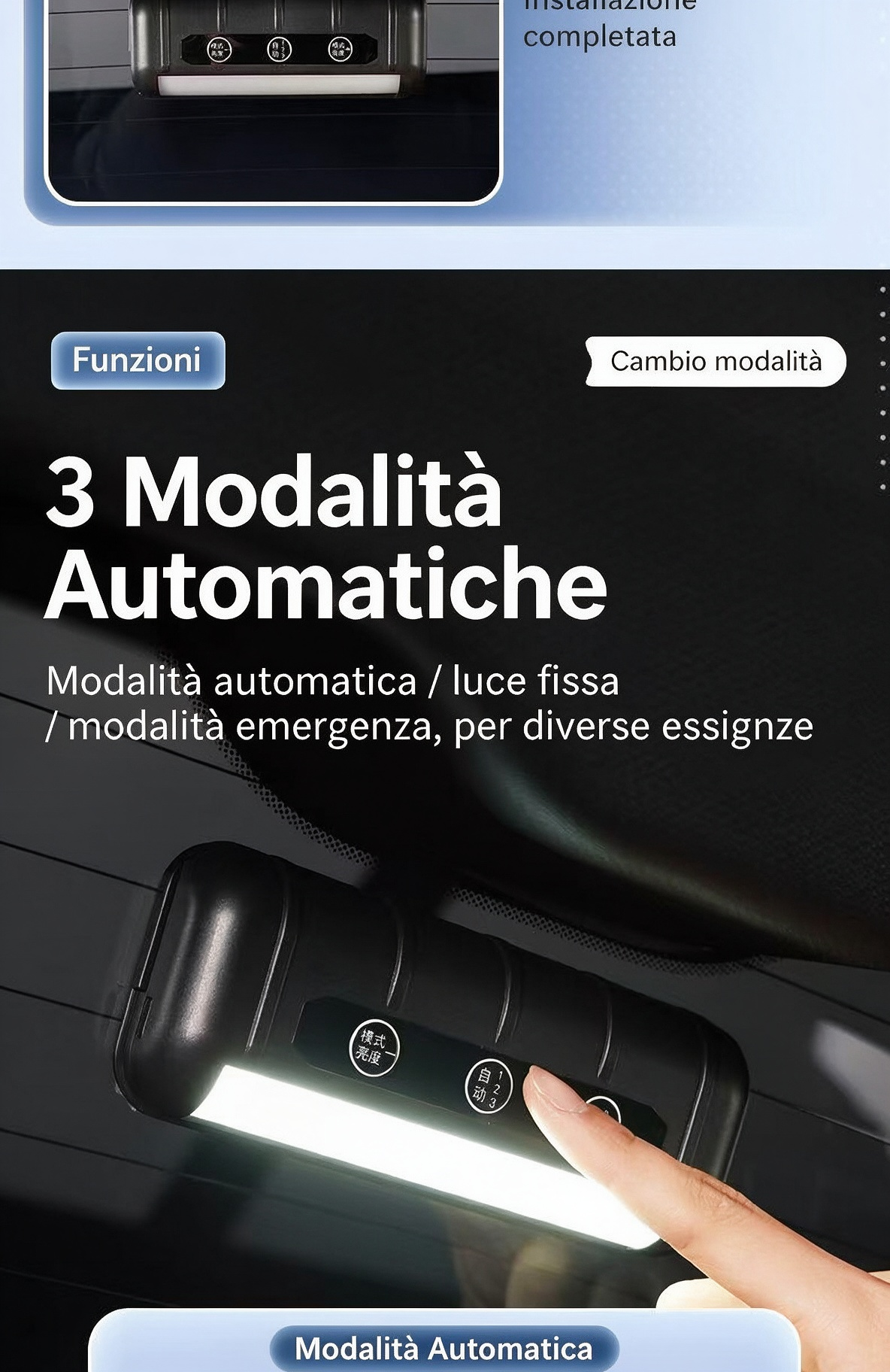 🔆Luce LED per Bagagliaio Auto Solare – Sensore Automatico, Senza Fili, 6 Colori, per SUV e Veicoli