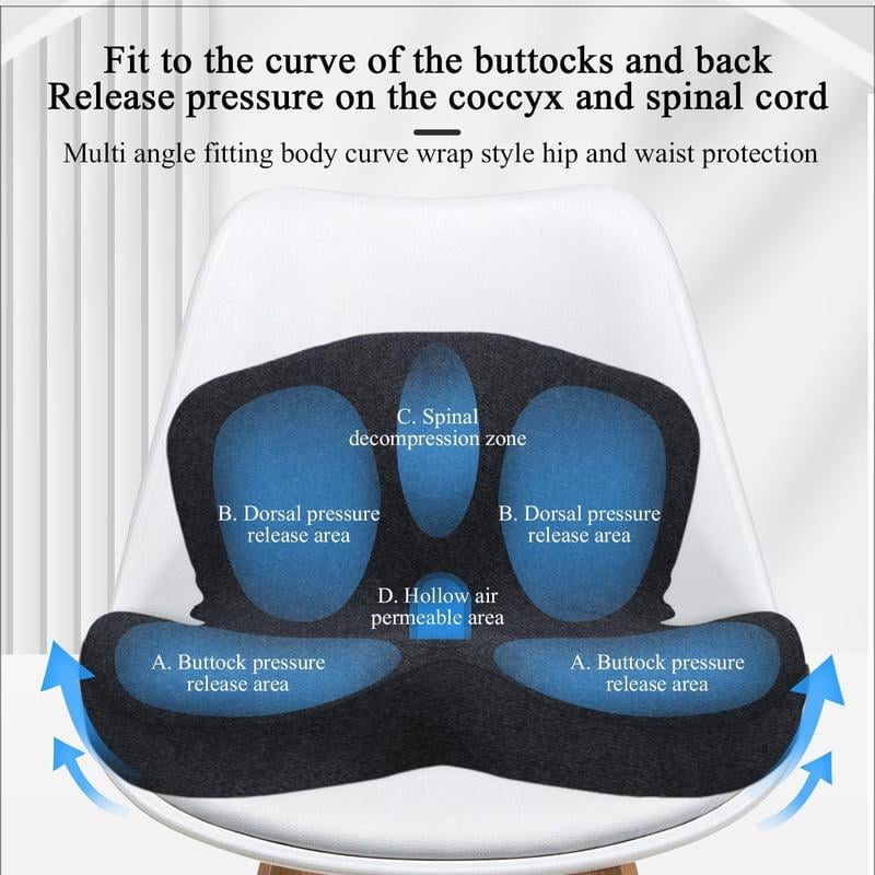 💎 50% DI SCONTO! 💎 Cuscino antiscivolo in schiuma memory – allevia i disturbi del nervo sciatico, rete traspirante e universalmente adatto per auto, ufficio e sedia a rotelle