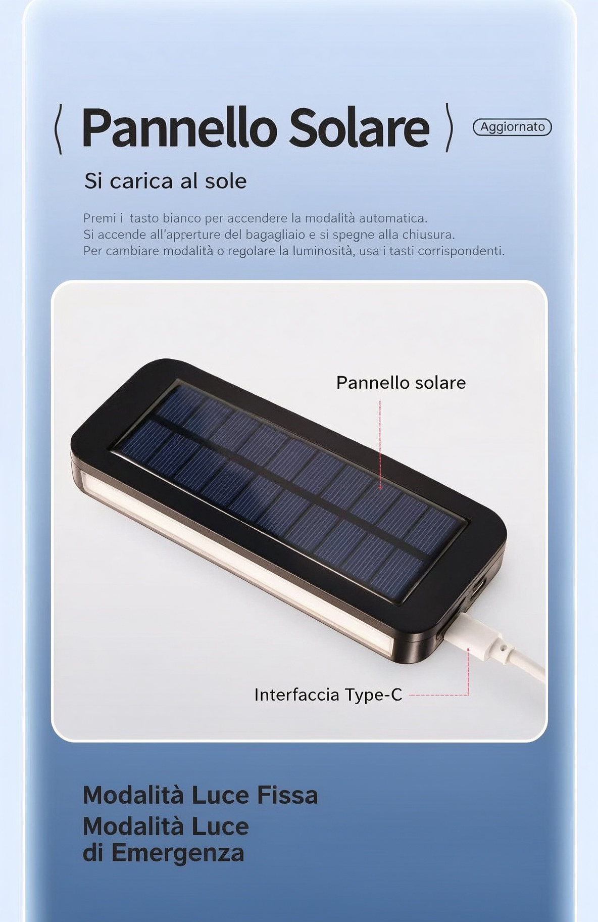 🔆Luce LED per Bagagliaio Auto Solare – Sensore Automatico, Senza Fili, 6 Colori, per SUV e Veicoli