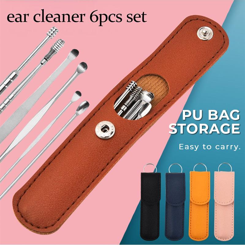 Set per la pulizia delle orecchie in acciaio inox (6 pezzi)
