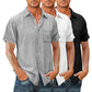 8-Pack Men's vintage cotton linen pocket short-sleeved shirt