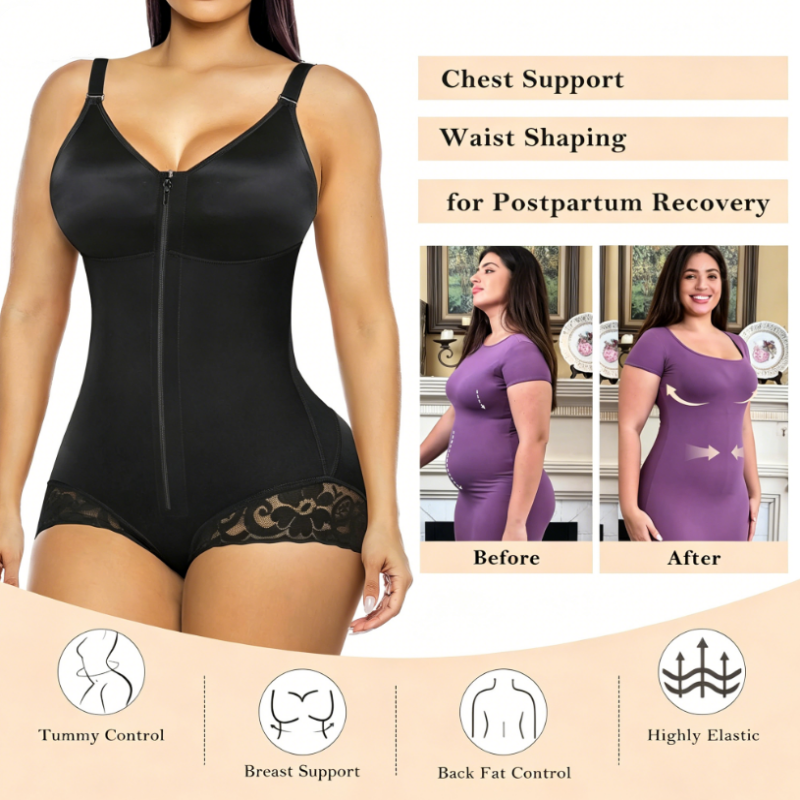 Body contenitivo da donna con zip e controllo addominale