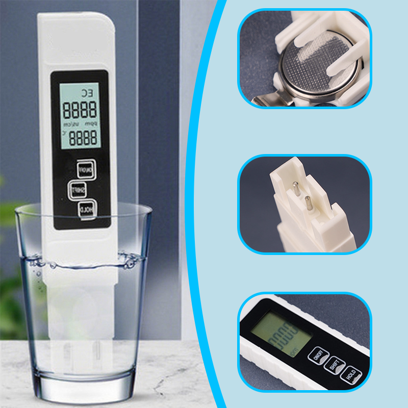 🥳2026 BESTSELLER💧 Tester della qualità dell'acqua TDS 3 in 1. Misura rapidamente purezza, durezza e sostanze disciolte nell'acqua. Leggero e portatile, semplice da usare per controllare l'acqua potabile, acqua di rubinetto e acqua filtrata a casa.