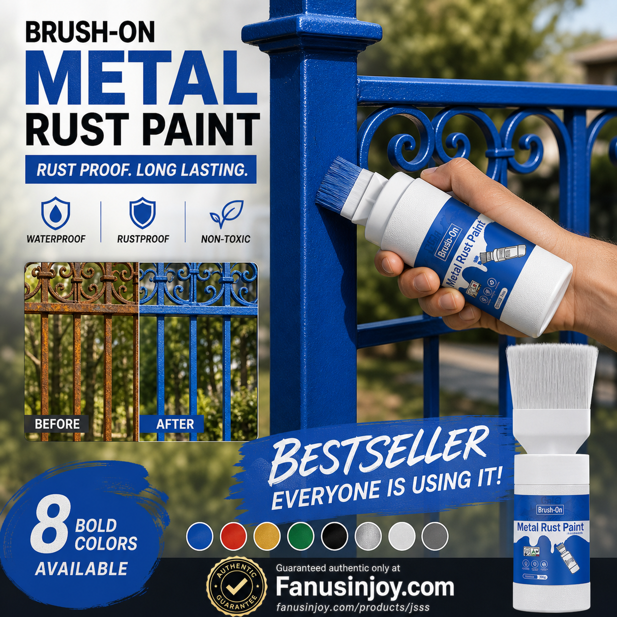 ✨🔥🖌️Rinnova le superfici verniciate con un solo semplice tocco!✨🏠Vernice metallica argento a base d'acqua con pennello integrato💥👍