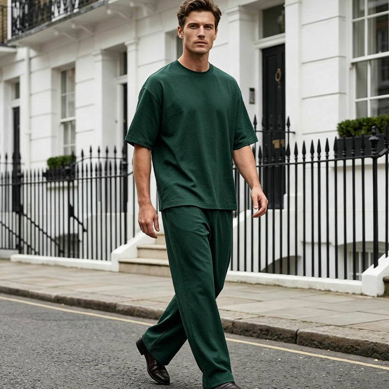 👔Set da uomo composto da maglietta e pantaloni a gamba larga