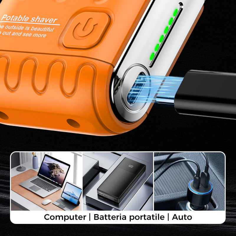 Rasoio Elettrico Rotativo Portatile a Doppio Anello