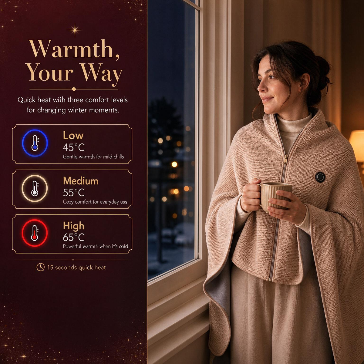 ❄️ I preferiti dell’inverno 🔥 Scialle coperta riscaldato USB – Mantella elettrica portatile per un caldo comfort invernale nel Regno Unito