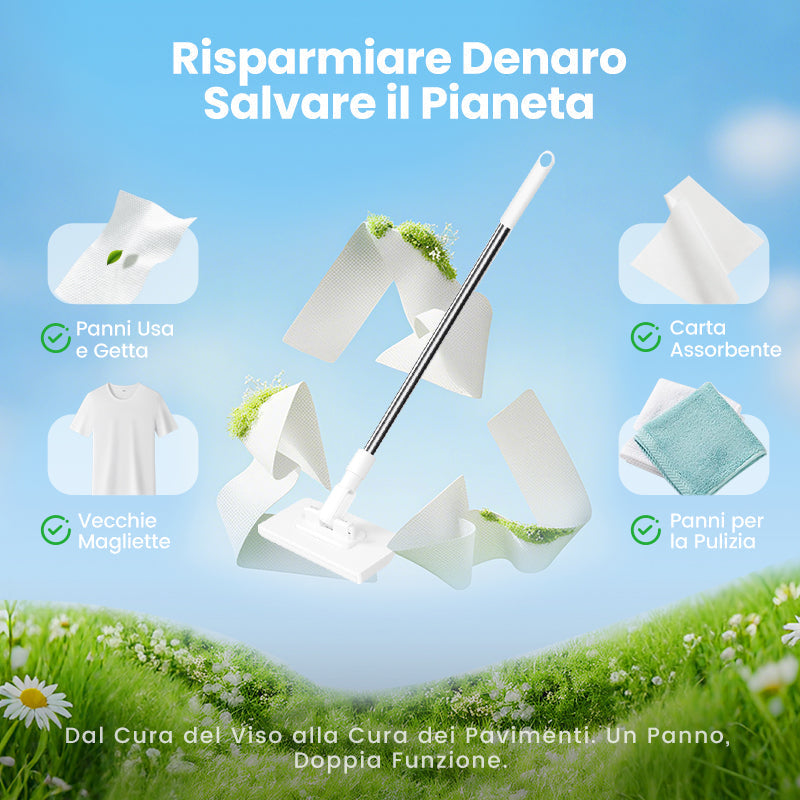 Scopa monouso per la polvere, con 4 panni riutilizzabili