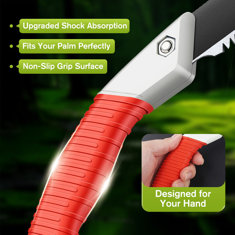 🌳 60% DI SCONTO! 🎉 Sega da Potatura in Acciaio SK5 – Lama Affilata, Impugnatura Ergonomica & Fodero Sicuro 🔪📦