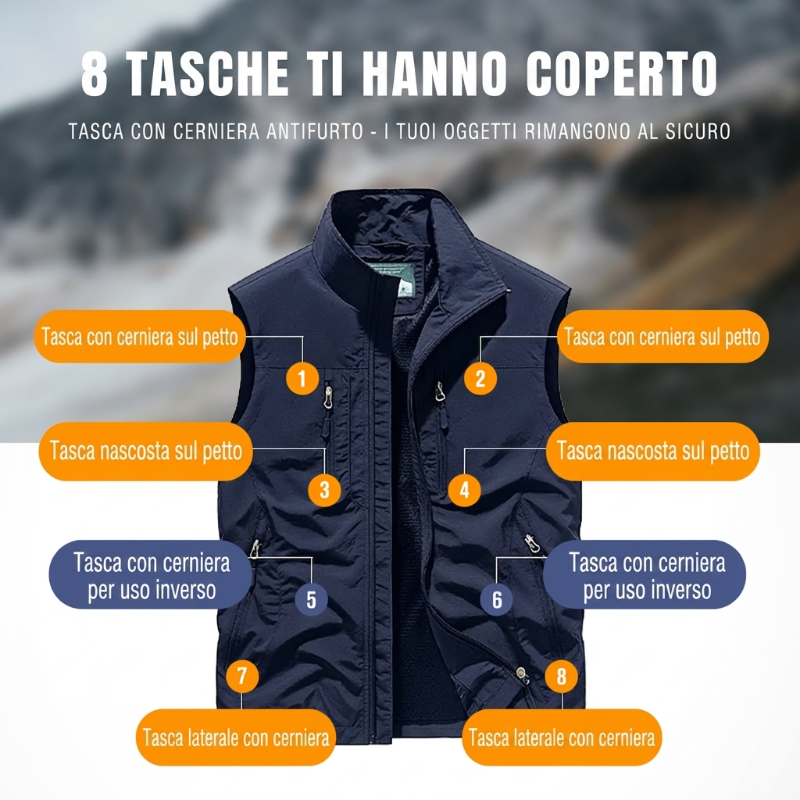 🧥👕Gilet oversize senza maniche da uomo con tasche