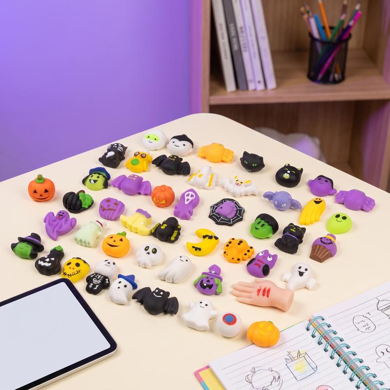 🔥 Set di giocattoli antistress a lento ritorno elastico per Halloween, con i classici disegni di zucca, fantasma e pipistrello. Realizzato in materiale TPR ultra morbido, è altamente elastico, lavabile e resistente. Include 24 modelli diversi.