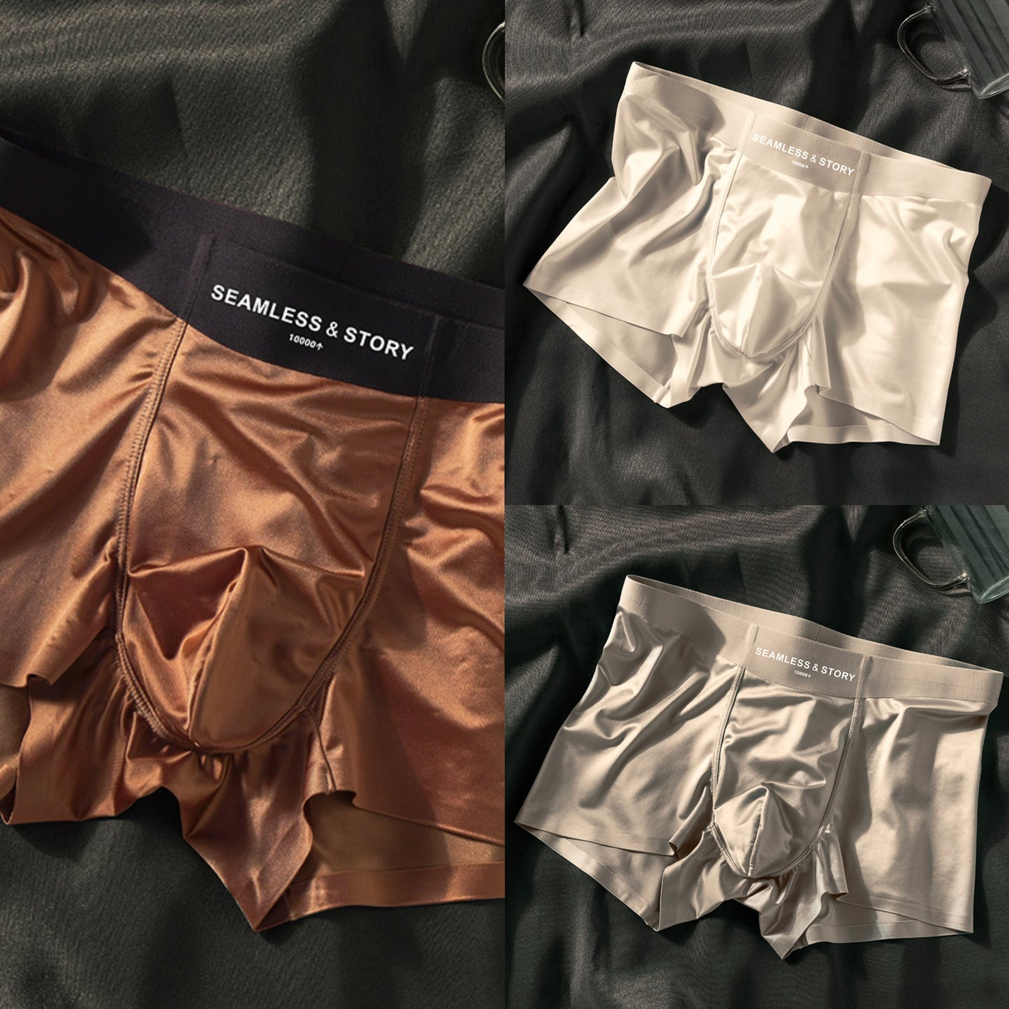 Boxer da uomo in raso di seta di ghiaccio