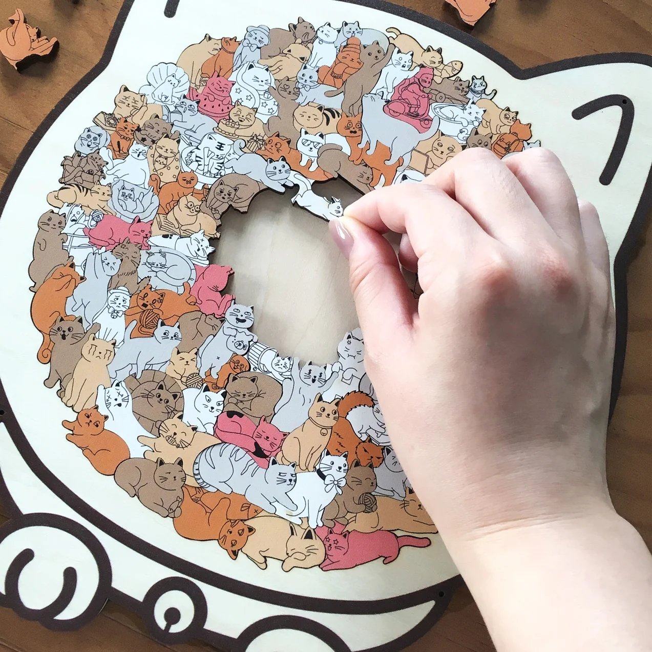 🎅Saldi natalizi 50% DI SCONTO🐱Puzzle in legno a forma di gatto in colori Morandi, 135 pezzi🎁