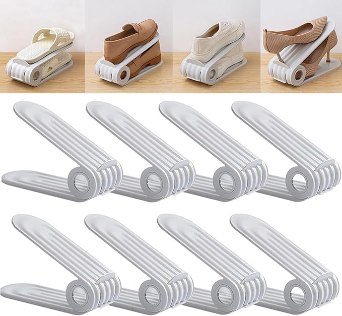 Organizzatore per scarpe – Doppio ripiano salvaspazio, supporti regolabili – PP ecologico, facile da pulire – Indispensabile per la scarpiera! 🛡️💨