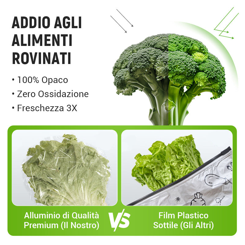 🔥Best seller mondiale🍗 Offerta limitata! Compra 3 e ricevi 2 in omaggio🥦Sacchetti riutilizzabili in alluminio sigillabili per la conservazione degli alimenti