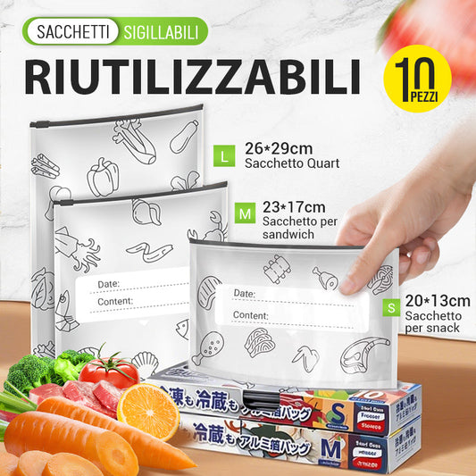 🔥Best seller mondiale🍗 Offerta limitata! Compra 3 e ricevi 2 in omaggio🥦Sacchetti riutilizzabili in alluminio sigillabili per la conservazione degli alimenti