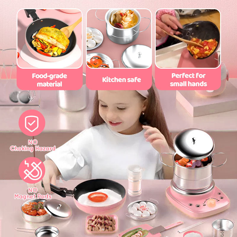 👧🏻 60% DI SCONTO! 🎉 Mini Cucina Giocattolo 22 Pezzi – Effetti Sonori/Luci, Sviluppo Cognitivo & Gioco Realistico 🍳📦