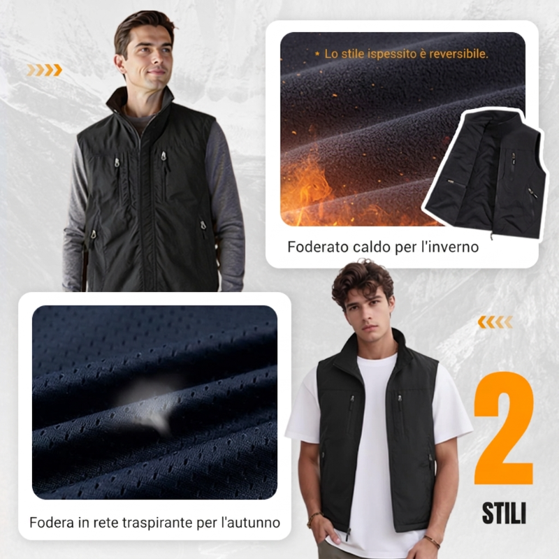 🧥👕Gilet oversize senza maniche da uomo con tasche
