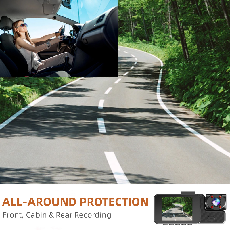 Dash Cam 1080P a 3 Canali con Wi-Fi