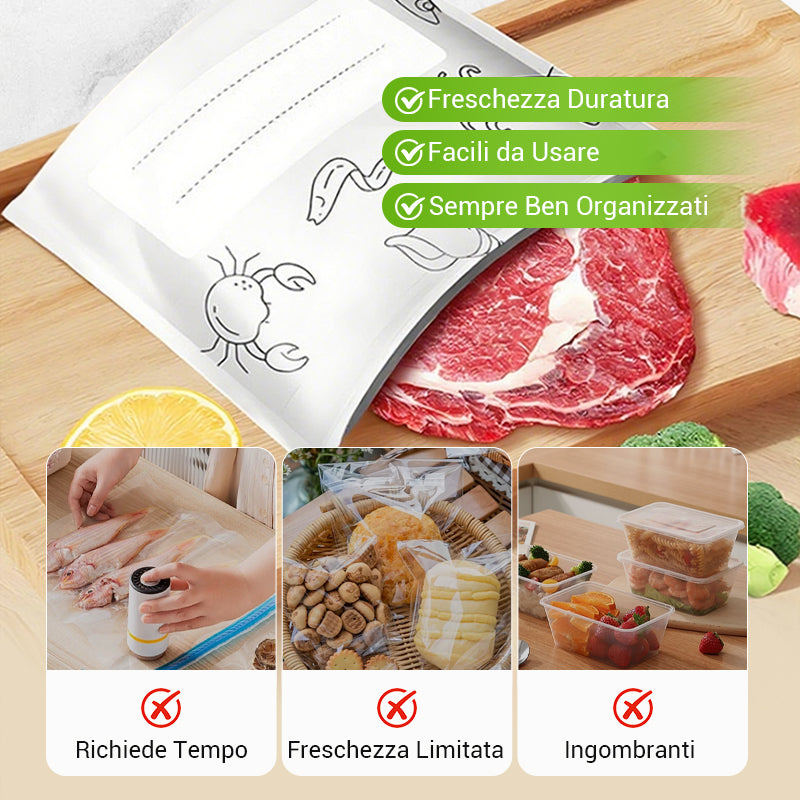 🔥Best seller mondiale🍗 Offerta limitata! Compra 3 e ricevi 2 in omaggio🥦Sacchetti riutilizzabili in alluminio sigillabili per la conservazione degli alimenti