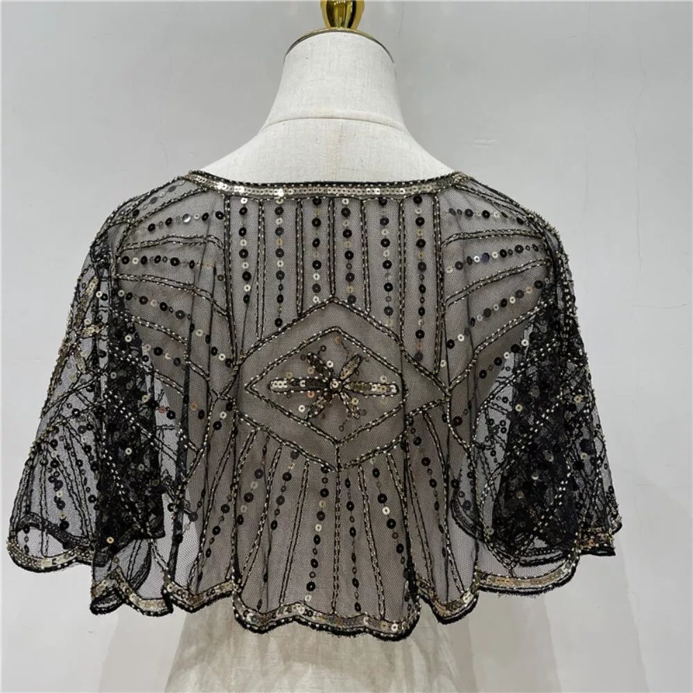 Stola di pizzo vintage con perline