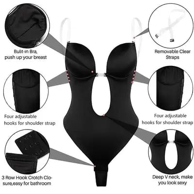 Body modellante senza cuciture con reggiseno integrato e schiena scoperta