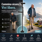 🦯 Bastone multifunzione pieghevole per anziani in alluminio, con luce LED, pulsante di allarme e base a 4 punti. Altezza regolabile (33,9–38 pollici), per passeggiate ed escursioni! 🔦🚨