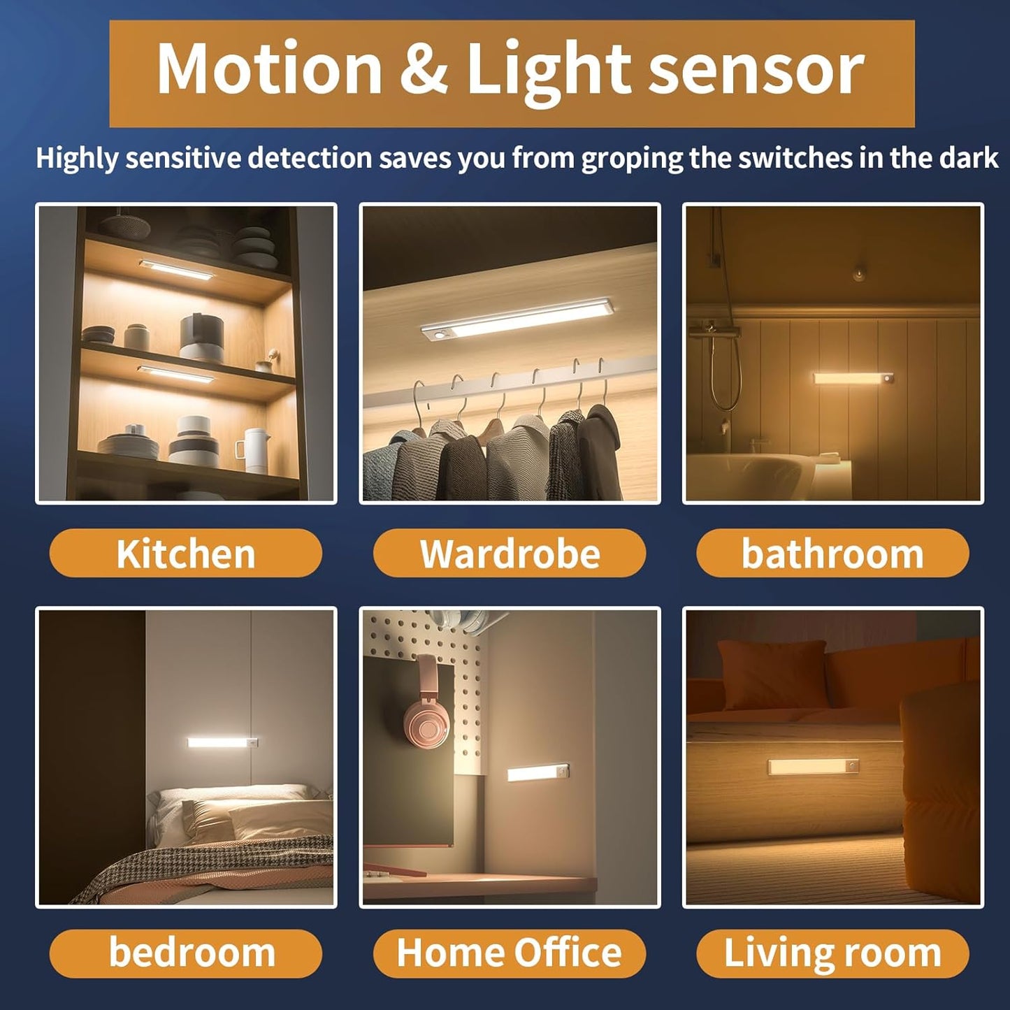 🏆 Offerta Imperdibile -50% 🔥 Illuminazione a 3 Colori con Sensore Intelligente a Magnete Ricaricabile Senza Fori