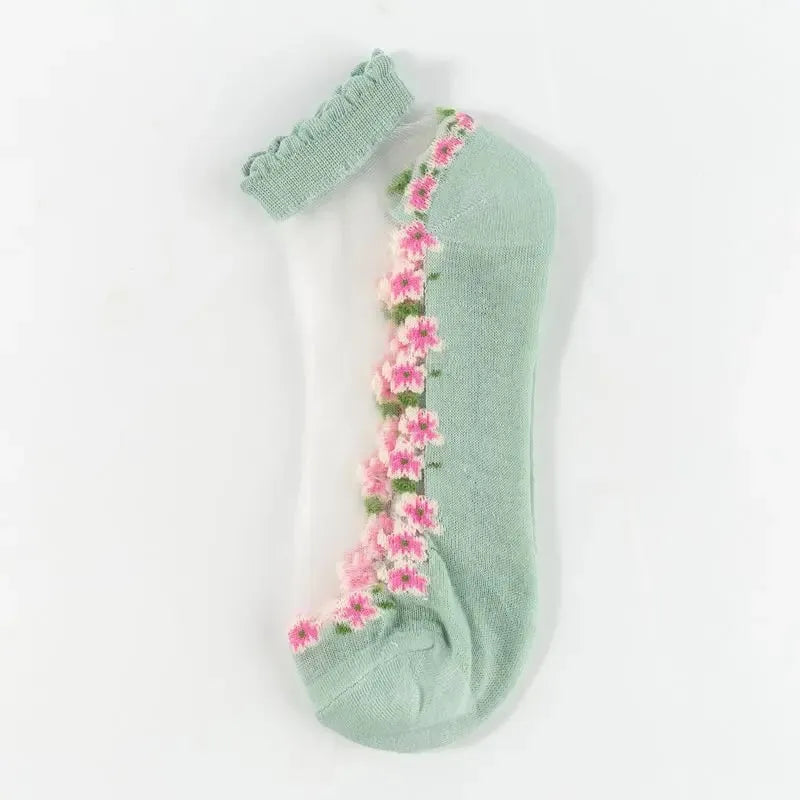 🌺Calzini alla caviglia da donna in pizzo floreale – Primavera/Estate