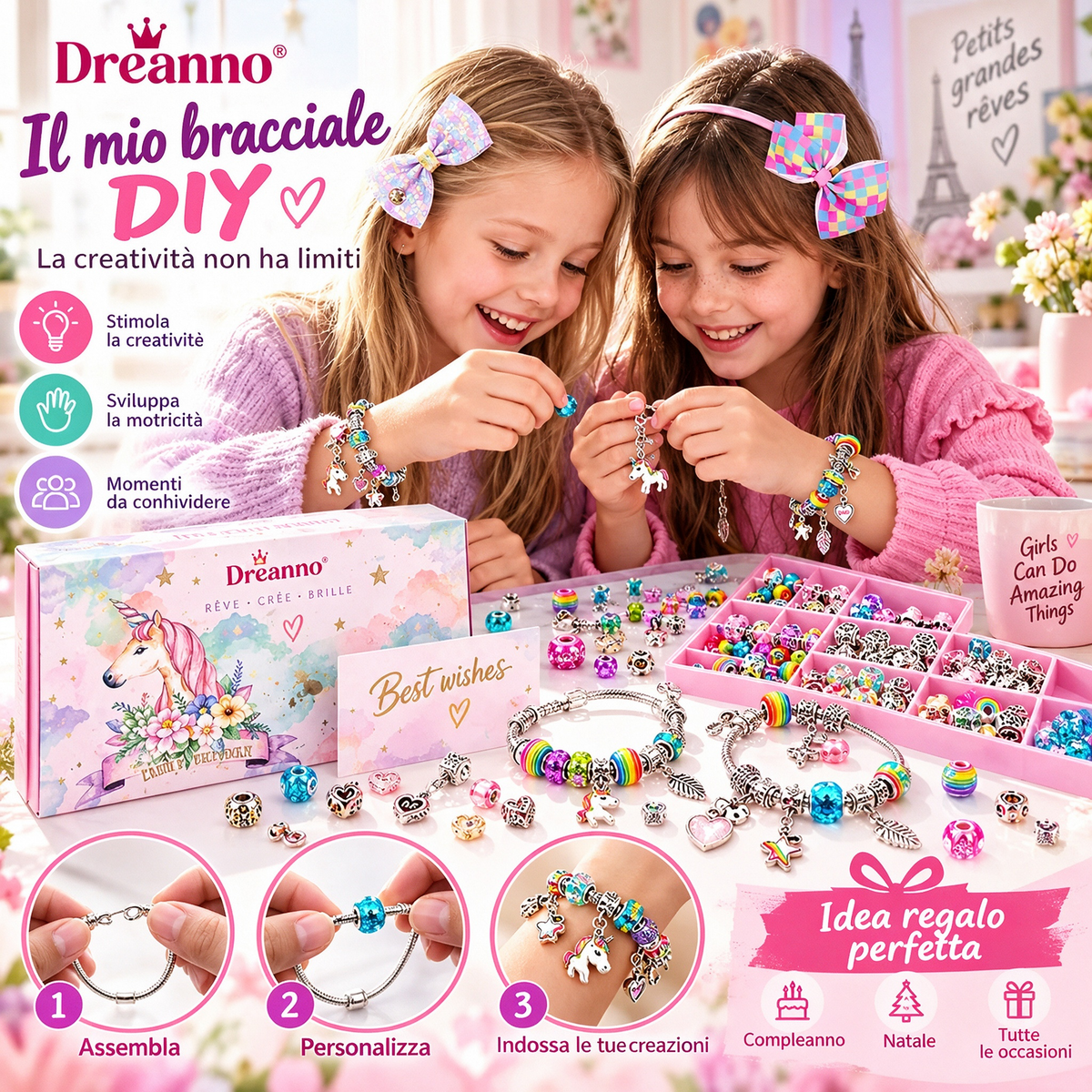 ⏳50% di sconto per un periodo limitato⏰Kit per creare braccialetti con charm | Perline e confezioni regalo💎🎁