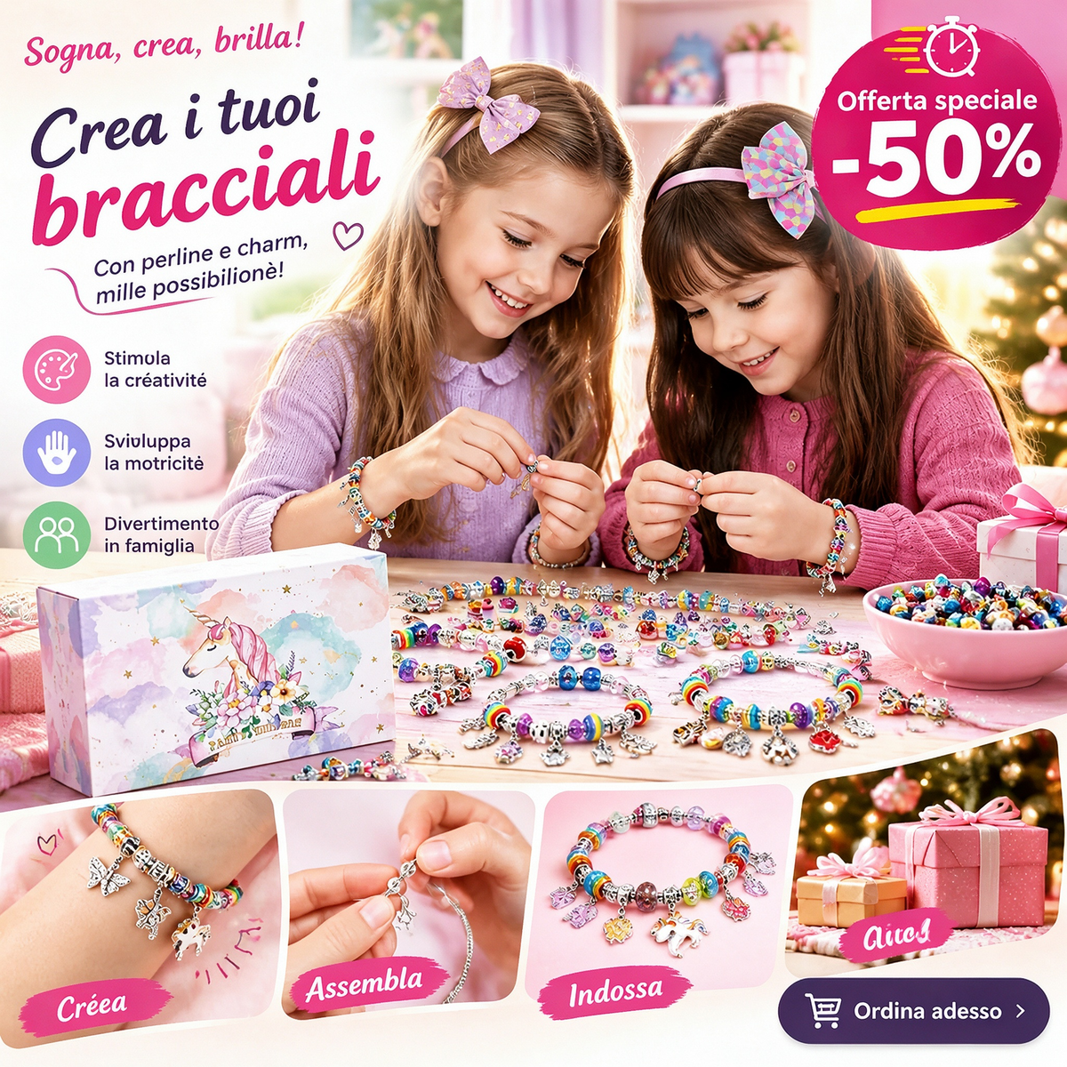 ⏳50% di sconto per un periodo limitato⏰Kit per creare braccialetti con charm | Perline e confezioni regalo💎🎁