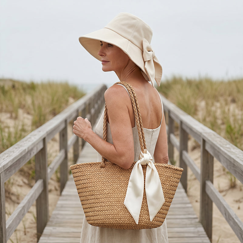 ⌛️OFFERTA LIMITATA 50% DI SCONTO! 👒Saldi Estivi☀️Cappello da Sole con Tesa Larga e Fiocco da Donna