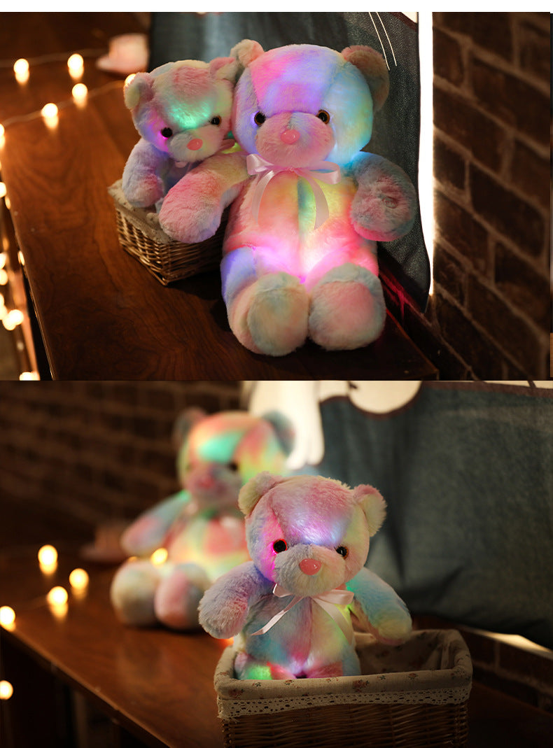 Orsacchiotto Peluche Luminoso con Luce LED Multicolore, Pupazzo Morbido per Bambini